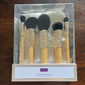 tarte Makeup Brush Set in Gold and Black with Bamboo Handles
